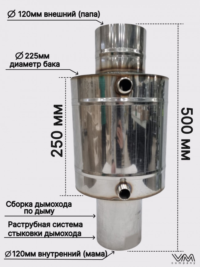 Теплообменник на трубу d120мм 7 литров (регистр)