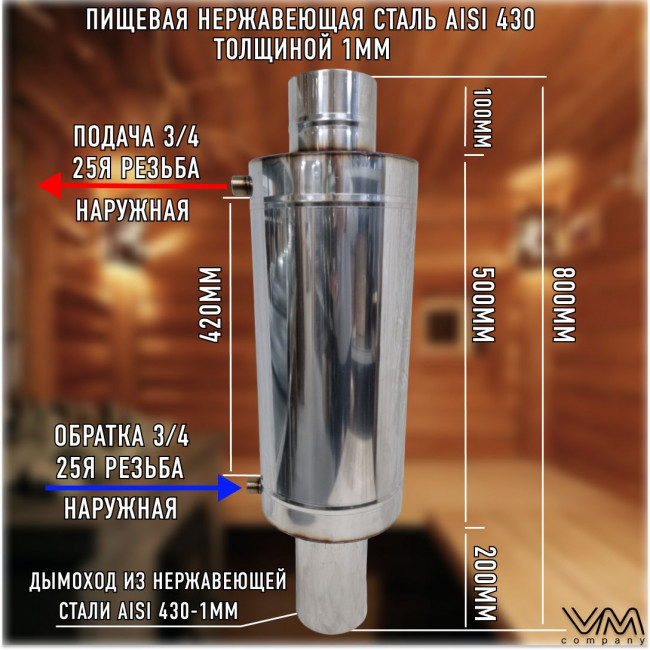 Теплообменник на трубу d115мм 14,3 литра